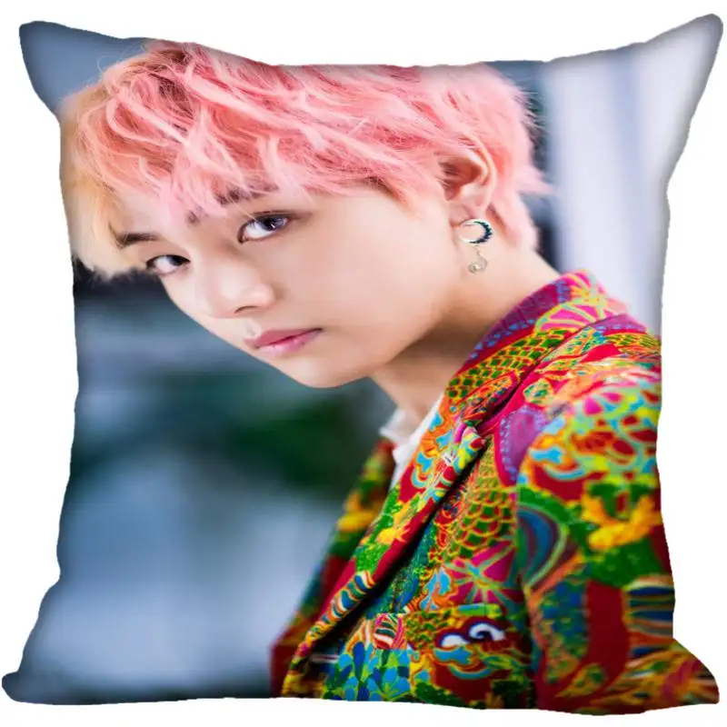 Квадратные шелковые наволочки с принтом Kpop Kim Tae hyung 40x40 45x45 50x50 60x60 Двухсторонняя
