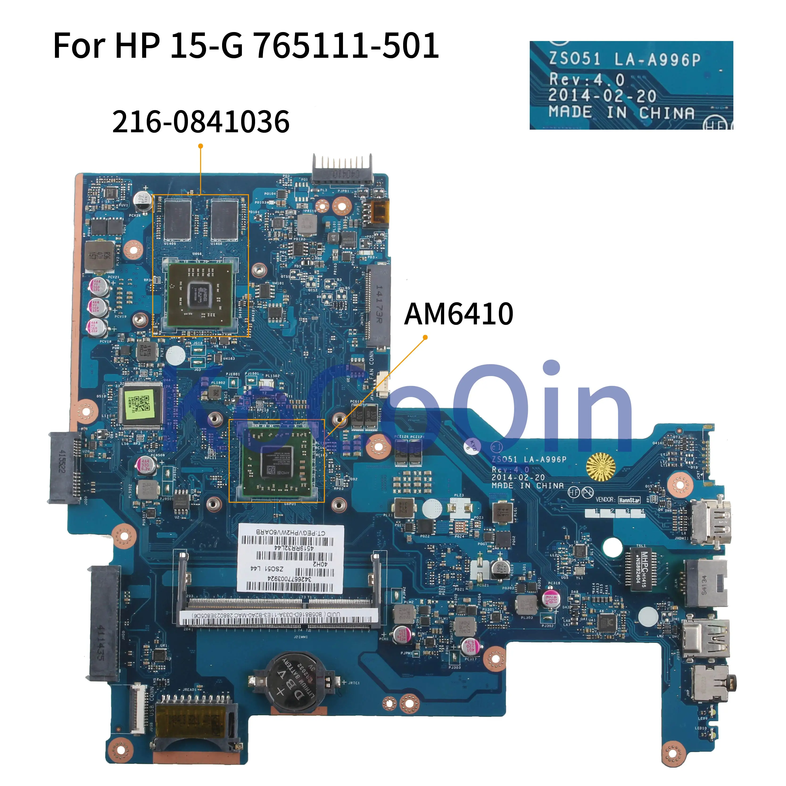 Материнская плата KoCoQin для ноутбука HP 15 G 255 G3 Core A8 6410 216 0841036 материнская 765111 001 501 ZS051