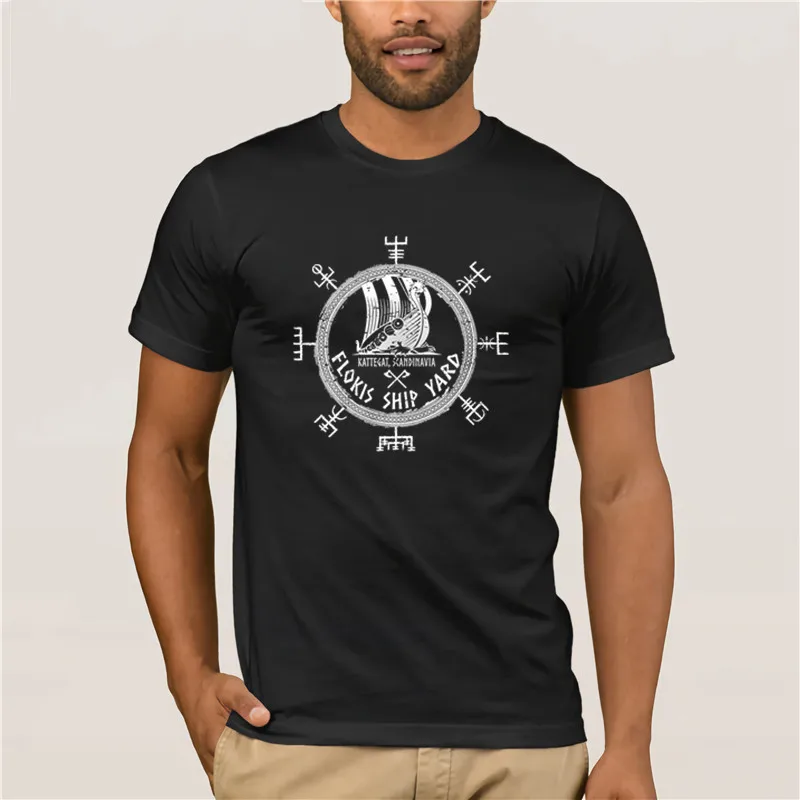 Качественная модная взрослая футболка Flokis Shipyard Vikings Valhalla Viking Norse Мужская крутая с