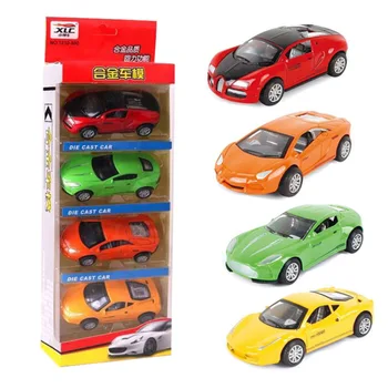

4 PCS/Set Cute Mini Diecast Car Alloy Pull Back Vehicles Model Toy Metal Lovely Colorful Taxi Bus Toys Alloy Car For Kids Gift