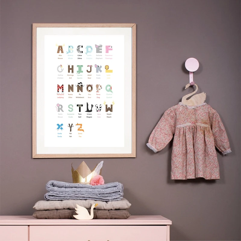 Spanish-Alphabet-Animal-Graphic-Art-Canvas-Painting-Nursery-Wall-Picture-Spain-Education-Poster-Print-Kids-Room (1)