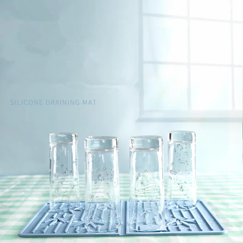 

Table Drain Mat Household Multifunctional Silicone Drying Mats Draining Rack Pads for Bowls Plates Kitchen Utensils