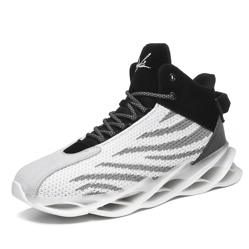 Трендовая светящаяся Мужская баскетбольная обувь Flyknit дышащая легкая уличная спортивная обувь мужская повседневная обувь zapatos hombre - Цвет: Белый