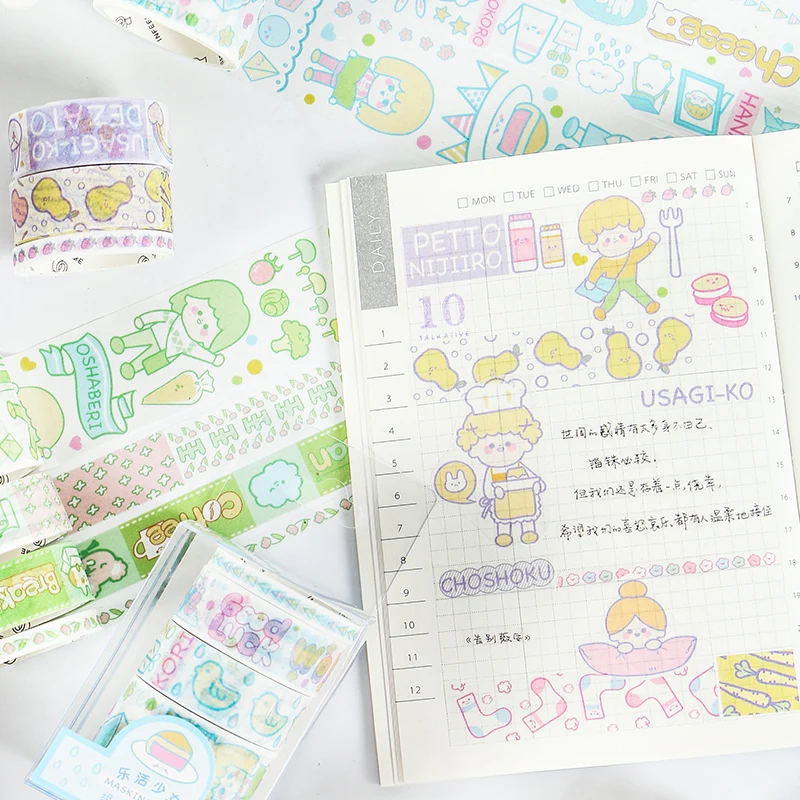 4 шт./лот аудио серии Kawaii Девушка декоративные мультфильм васи клейкие ленты DIY Скрапбукинг Маскировочная лента школьные офисные клейкие ленты