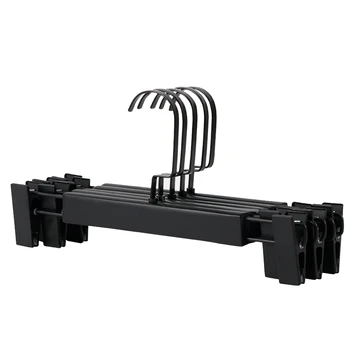 

5pcs Storage Rack With Clip Non Slip Pants Hanger Solid Wood Closet Skirt Flat Hook Clothes Wardrobe Adult Laundry Home