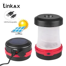 Портативный Солнечный светодиодный кемпинг Фонари USB Перезаряжаемые складной Кемпинг Светильник для приготовления пищи на воздухе Пеший туризм с 18650 батарея 1200 мАч