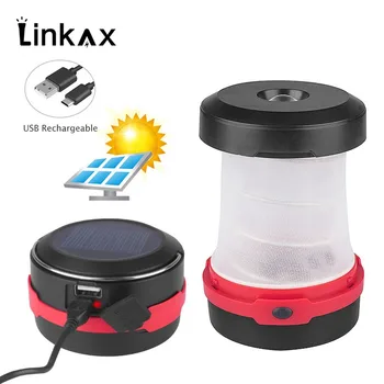 

Portable Solar LED Camping Lantern USB Rechargeable Collapsible Camping Light for Outdoor Hiking with 18650 battery 1200mAh