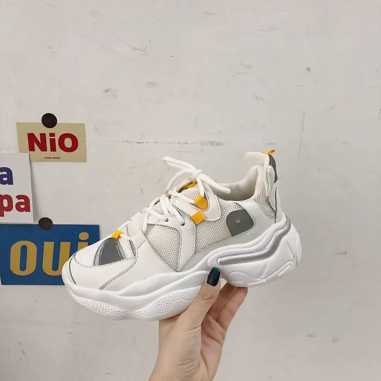 28 Spring New Fashion All-match Color Matching Lace-up Casual Shoes Platform Shoes Breathable Sneakers