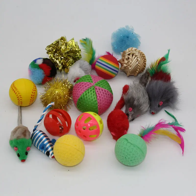 18 различных маленьких игрушек игрушки для кошек ценное качество игрушки для домашних животных пакеты, мышь, мяч, носки
