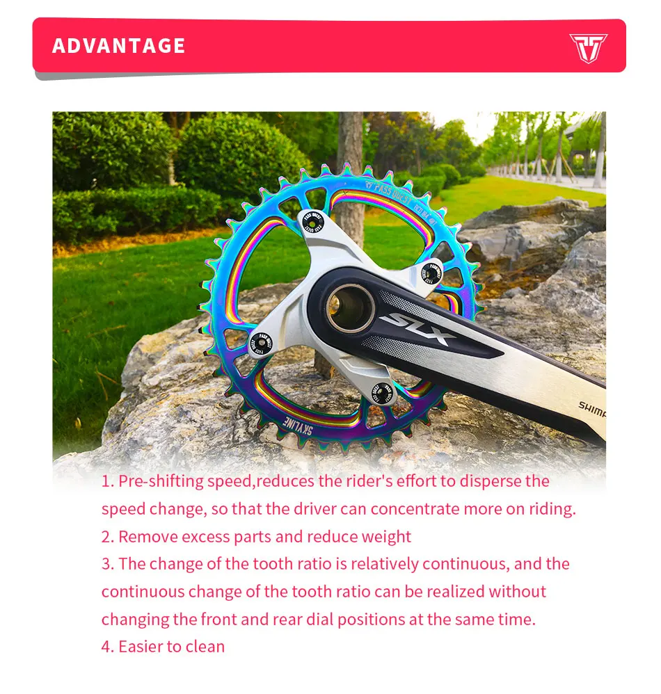Pass Quest с титановым покрытием, круглая, 104BCD, эллипс, MTB, узкая широкая цепь, 32 T-48 T, велосипедная передняя Звездочка шатун