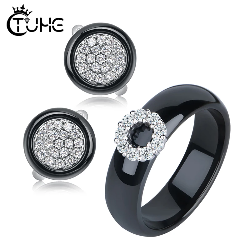 Bling CZ Кристалл Круг геометрический для женщин Ювелирные наборы никогда не