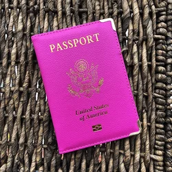 Elegant Pink Personalized Passport Holder - Stylish Travel Essentials Case (Rose with metal edge)