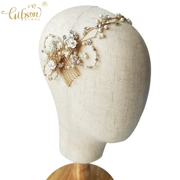 

Factory Sell Wedding Hair Piece Halo Prom Accessory Bridal Headband Pearl Flower Hair Comb Jewelry