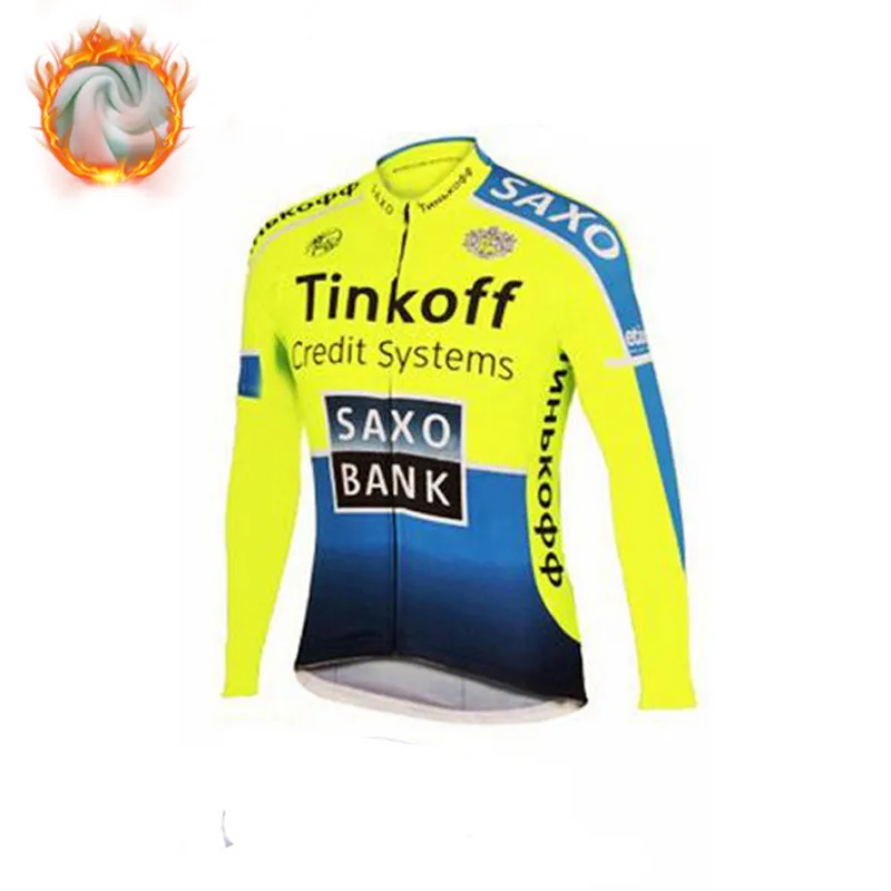 Winter Cycling Shirt Tinkoff зимняя одежда для велоспорта, термальный флисовый комплект для велоспорта, Ropa Bike, MTB, комбинезон, брючный костюм, Майо, Ciclismo Hombre - Цвет: Winter Cycling Shirt
