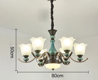 6 light Китайская керамическая люстра lightitng Европейская гостиная столовая люстра спальня светильник Современный простой из кованого железа лампы - Цвет абажура: 6 light