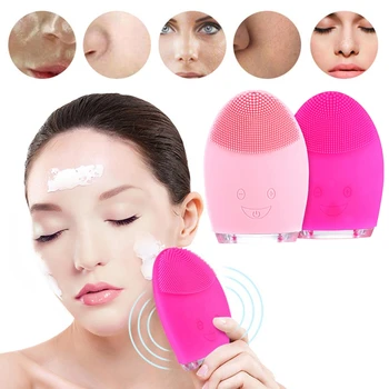 

Electric Silicone Facial Cleansing Brush Sonic Vibration Massage USB Rechargeable Smart Ultrasonic Face Cleaner Wash Beauty Tool