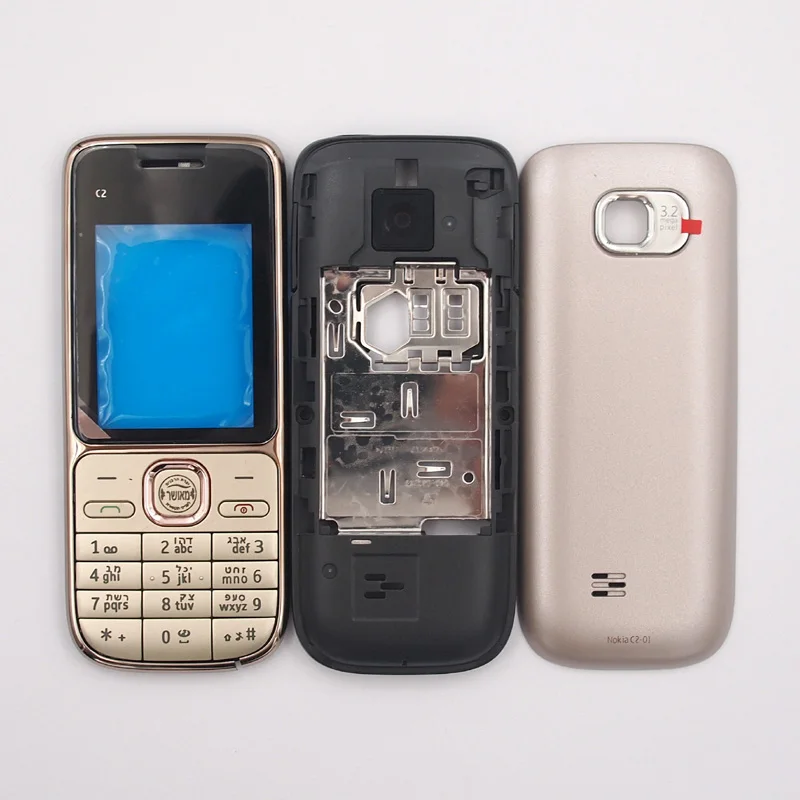 Gold Чехол для Nokia C2-01 с ивритской клавиатурой - Цвет: Gold