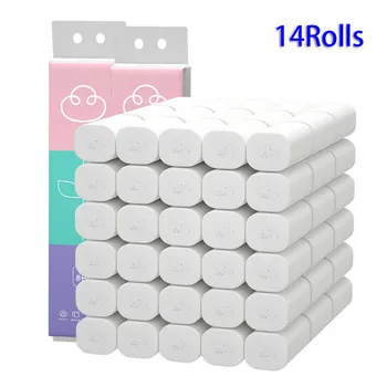 

14Rolls / Pack Toilet Paper Rolls Paper Towel 4-Ply Bath Cleaning Toilet Tissue Soft Toilet Paper for Home Kitchen Accessories