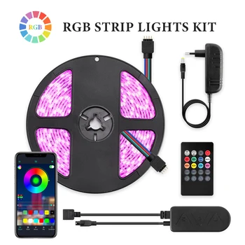 

SMD5050 2835 RGB LED Strip Light 5M/10M 30/60LEDs/m DC 12V LED Tape Flexible Waterproof 20 keys Controller Adapter Set