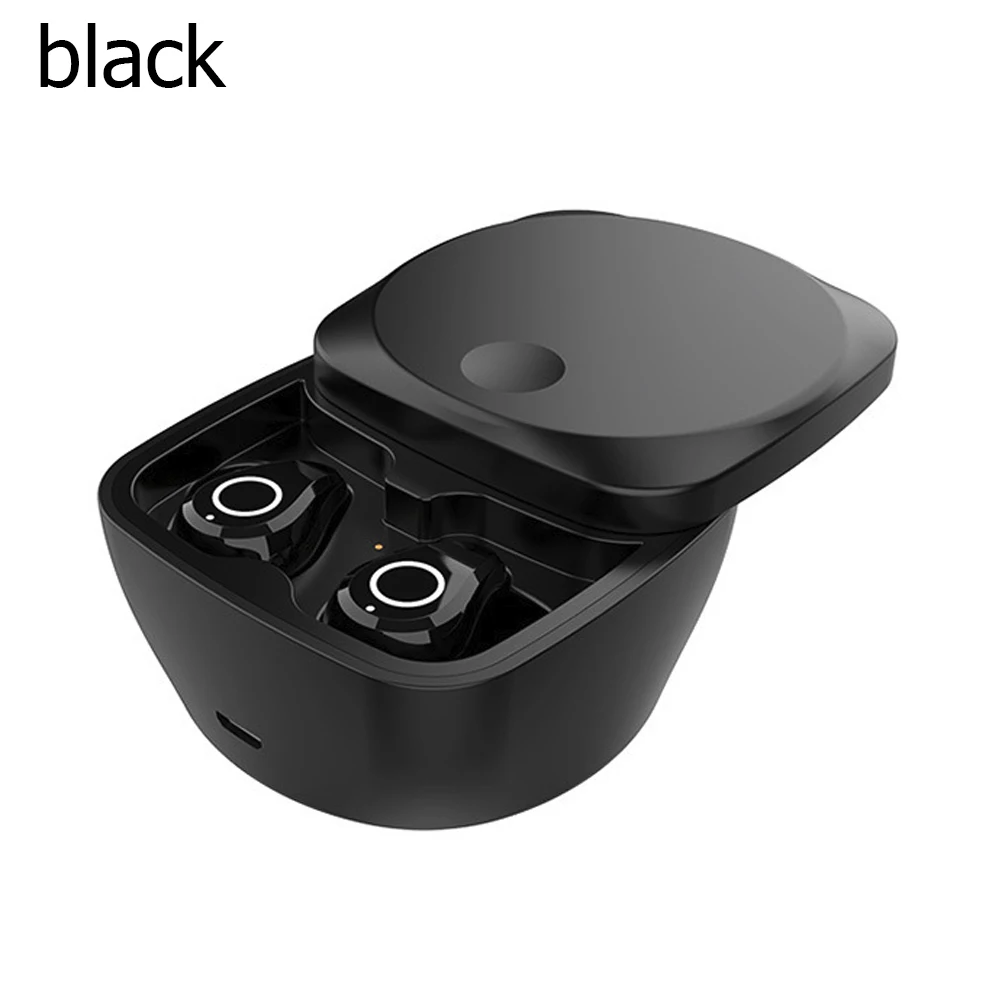 Черный Q5 TWS Мини Bluetooth наушники стереофоническая гарнитура 6D стерео истинное беспроводное Автоматическое Сопряжение управление одной кнопкой с зарядным устройством - Цвет: Черный