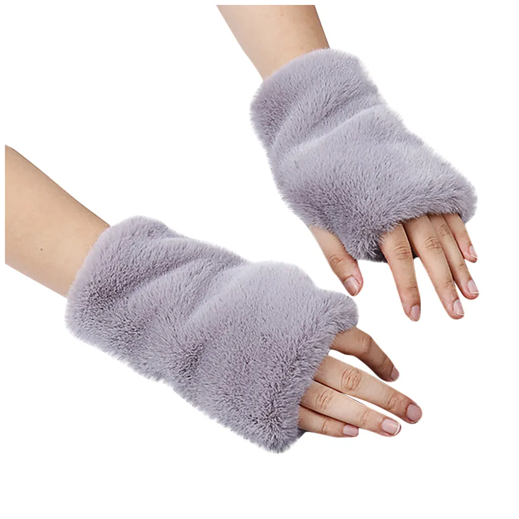 Handschoenen, зимние перчатки, модные, женские, зимние, теплые, половина пальца, перчатки, утолщенные, теплые, плюшевые, перчатки, guantes mujer, перчатки