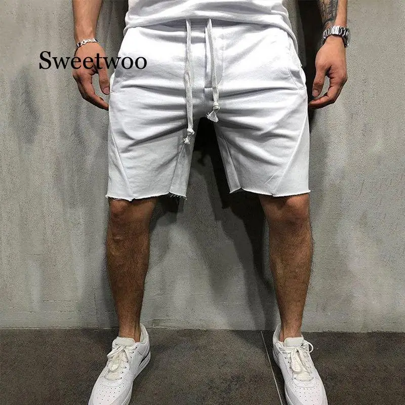 2020 New Style Fashion Hot Men's Casual Short Solid Cotton Fitness String With Pocket Loose Wear Shorts