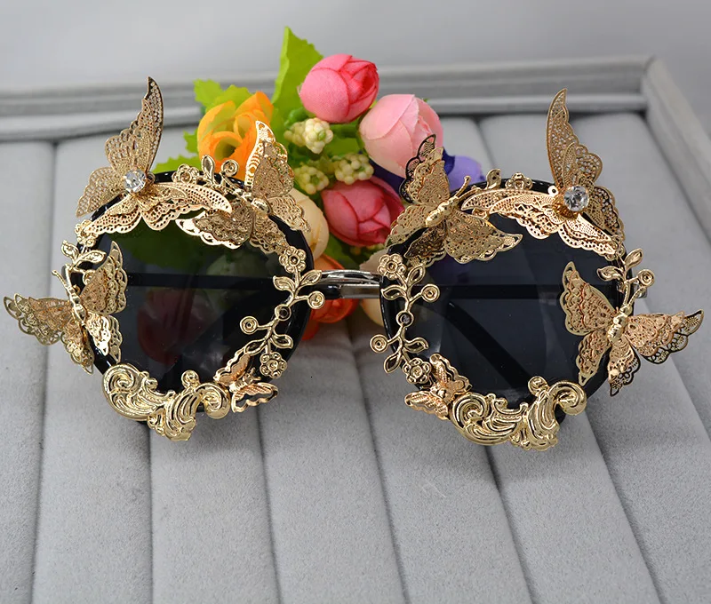 Супер роскошные солнцезащитные очки в стиле барокко, женские винтажные очки с металлическим цветком, фирменный дизайн, солнцезащитные очки для улицы, повседневные модные аксессуары