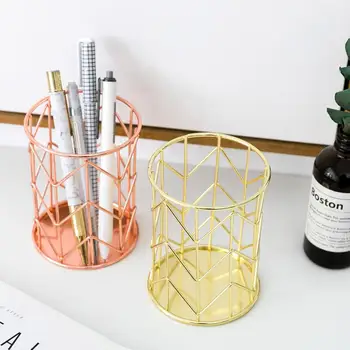 

Rose Gold Cosmetic Case Holder Cosmetics Domestic Storage Basket Office Stainless Steel Multifunctional Lattice Storage Box