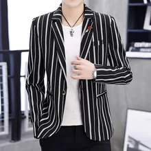 Zogaa New Spring Mens Blazer Fashion Slim Fit Business Smart Casual Stripe Suits& Blazers Veste Costume Homme