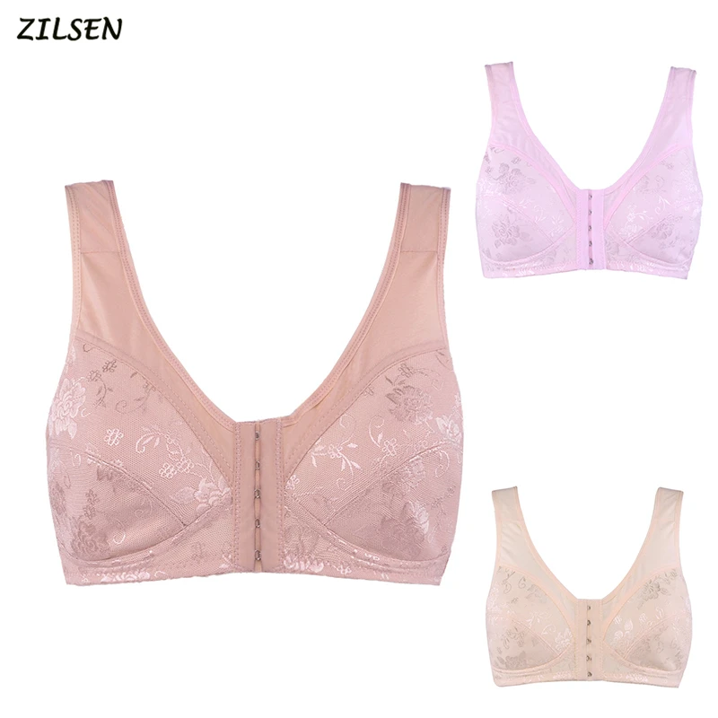 

2019 New Middle-aged Comfortable Sleeping Bra Non-adjusted Straps Bra plus size With Front Button & Vest Underwear Breastfeeding