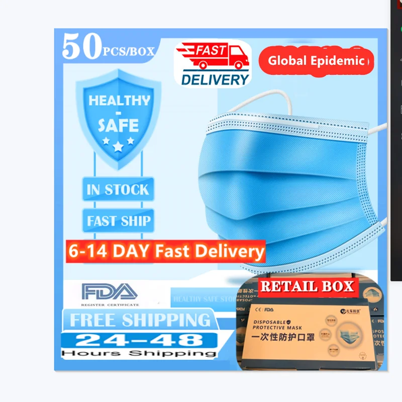 

Anti-Pollution 3 Laye Mask dust protection Masks Disposable Face Masks Elastic Ear Loop Disposable Dust Safety Mask vs n95