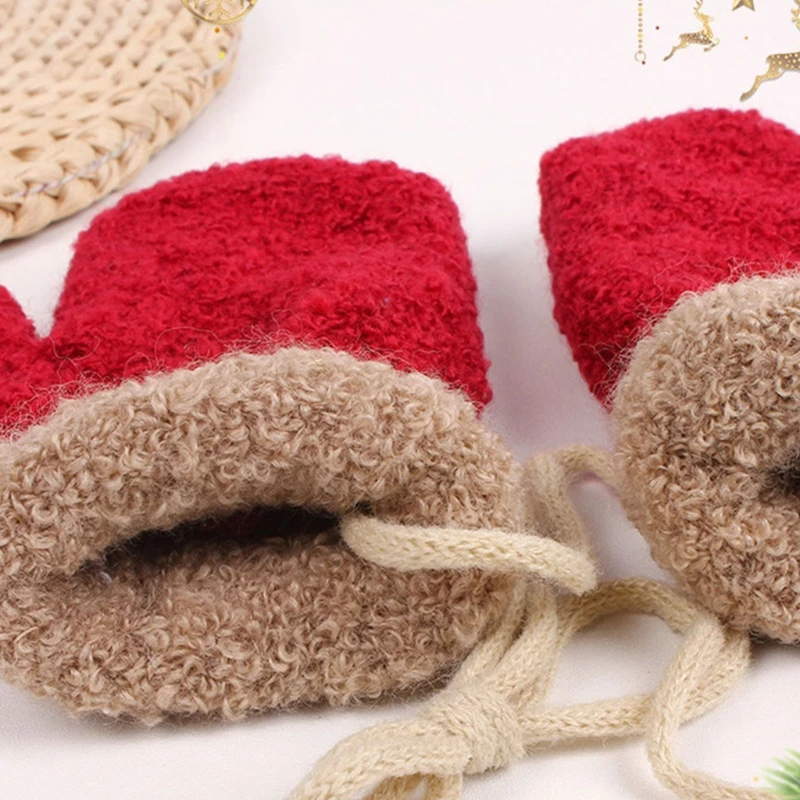 Plush Warm Gloves Elk Toddler Winter Gloves Soft Cartoon Full Finger Lined Fluffy Warm Glove Christmas Mittens G99C