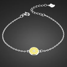 Новые модные милые браслет с подвесами в виде лимонов 925 стерлингового серебра Браслеты для женщины и девушки Регулируемая цепь браслет шарма ювелирных украшений