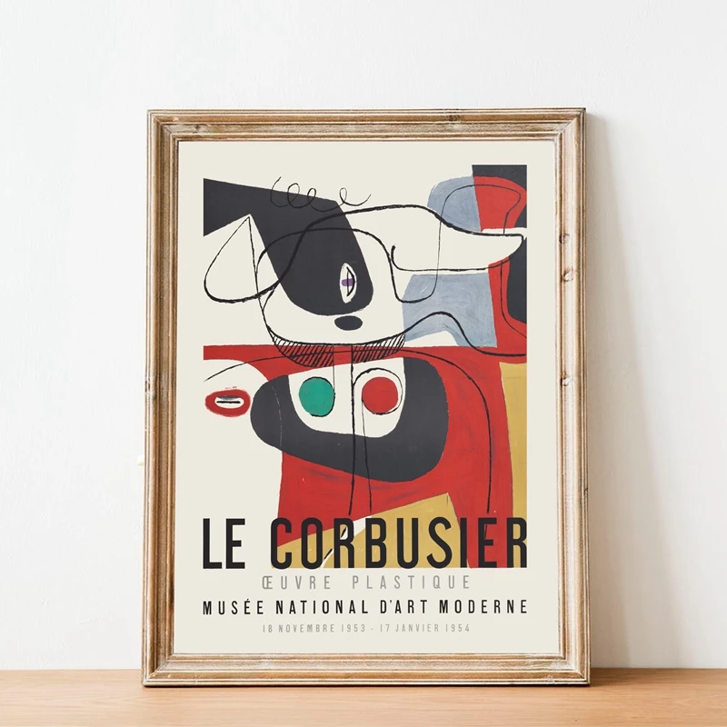 Le Corbusier выставочный плакат, 1954, французский художественный музейный принт, стиль Cubism, стиль середины века, современное настенное искусство, холст, живопись, Декор