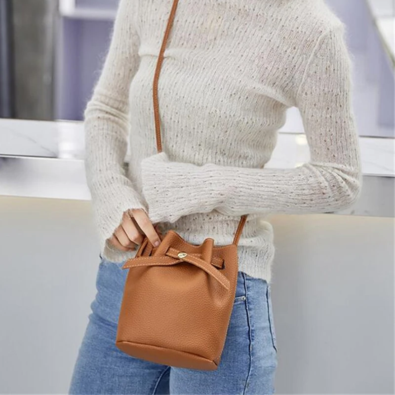 Mode Emmer Schoudertas Vrouwen Trekkoord Crossbody Bag Vrouwelijke Messenger Bags Dames Synthetisch Lederen Handtas