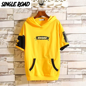 

SingleRoad Men's Hoodies Men 2020 Summer Punk Patchwork Sweatshirt Male Hip Hop Harajuku Japanese Streetwear Yellow Hoodie Men