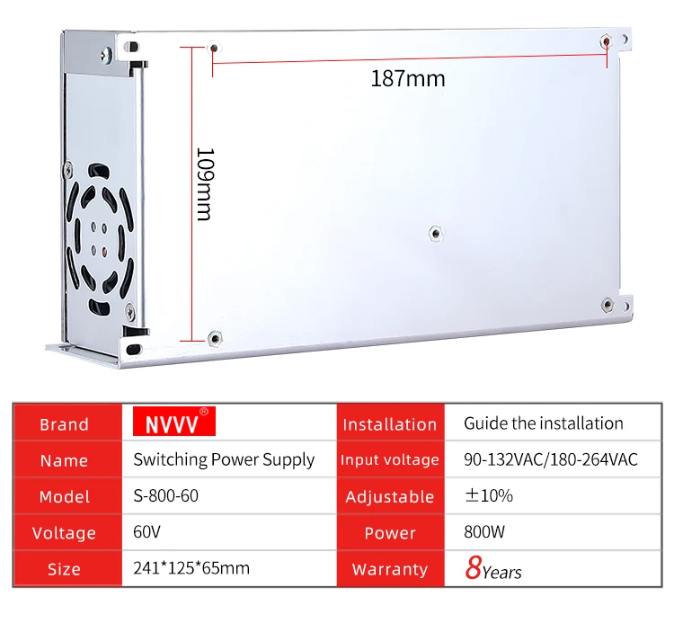 NVVV S-800-60v 13.3a импульсный источник питания ac/dc силовой трансформатор имеет достаточную мощность