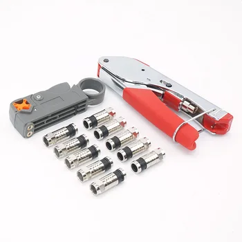 

1 Set Coax Cable Crimper, Coaxial Cable Stripper Compression Tool Wire Terminal