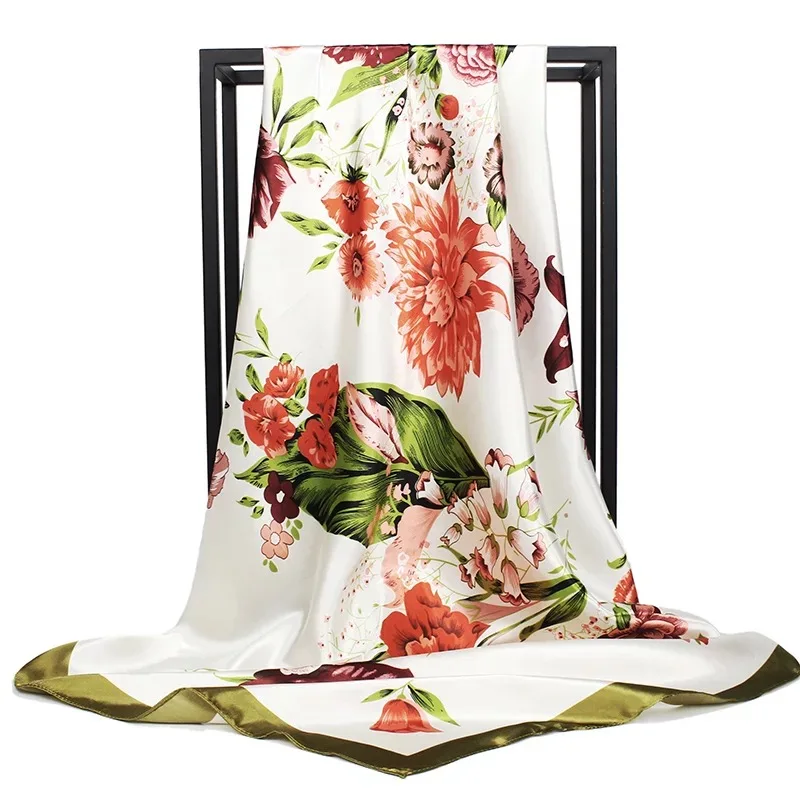 Silk Scarves Women Foulard 90*90cm Square Head Hijab Scarf Ladies chiffon Shawl wrap muffler pareo Bandanna female free shipping