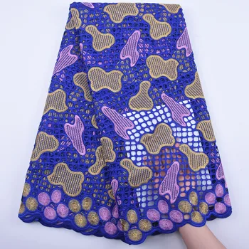 

Royal Blue African Lace Fabric 2020 High Quality Lace Swiss Voile Lace Fabric Stones Nigerian Cotton Fabrics For Wedding 1866