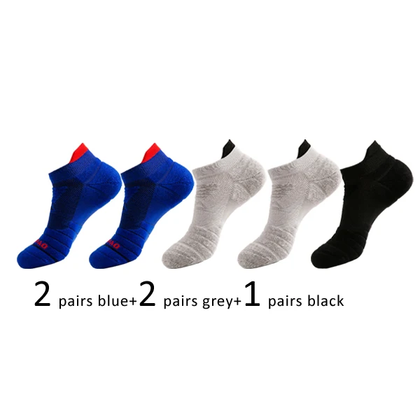 Veridical 5 Pairs Athletic Sport Running Socks For Men Colorful Cotton Breathable Deodorant Quick-Drying Ankle Boat Socks Brand 2blue2grey1black