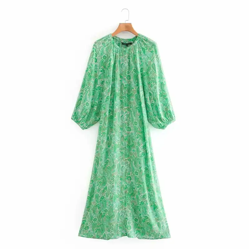 lantern sleeve midi dress