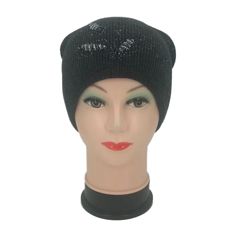 

New winter women knitted hat, outdoor winter hat, Bee diamond flower cashmere hat
