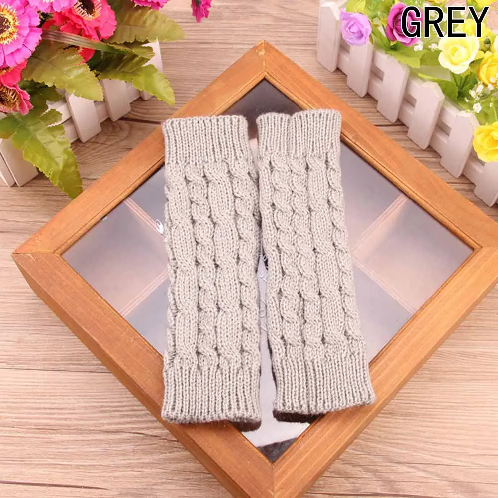 New Winter Keep Warm Women Wool Gloves Long Twist Knitted Flip Glove New Half Finger Mittens - Цвет: LGY