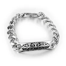 Длинный Браслет с узором из нержавеющей стали блестящий декоративный узор очаровательные звенья цепи браслеты панк длинные браслеты с черепом для мужчин