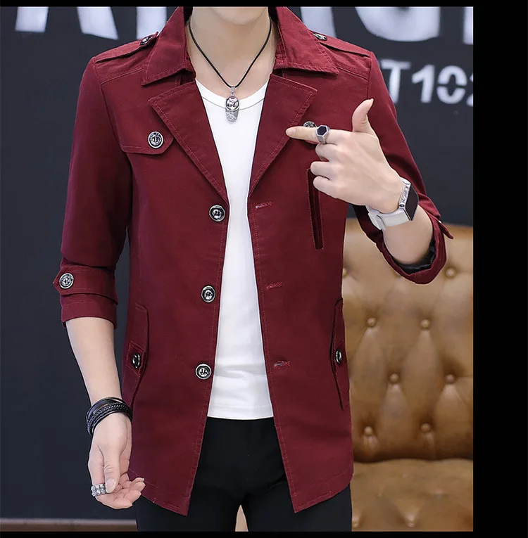 MEN'S Duster/длинное пальто средней длины, пальто, куртка с отложным воротником, кардиган, осенняя одежда, стиль, приталенный корейский стиль, поп