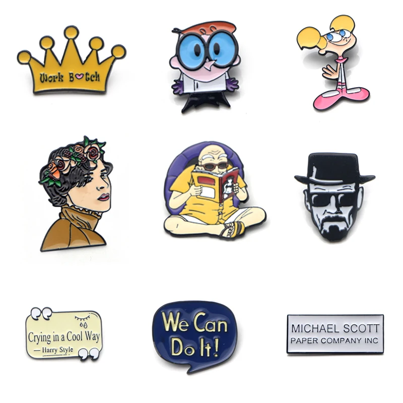 

V121 Dragon Ball Z and Breaking Bad Dexter's Lab Metal Enamel Pins and Brooches Fashion Lapel Pin Backpack Bags Badge Gifts 1pcs