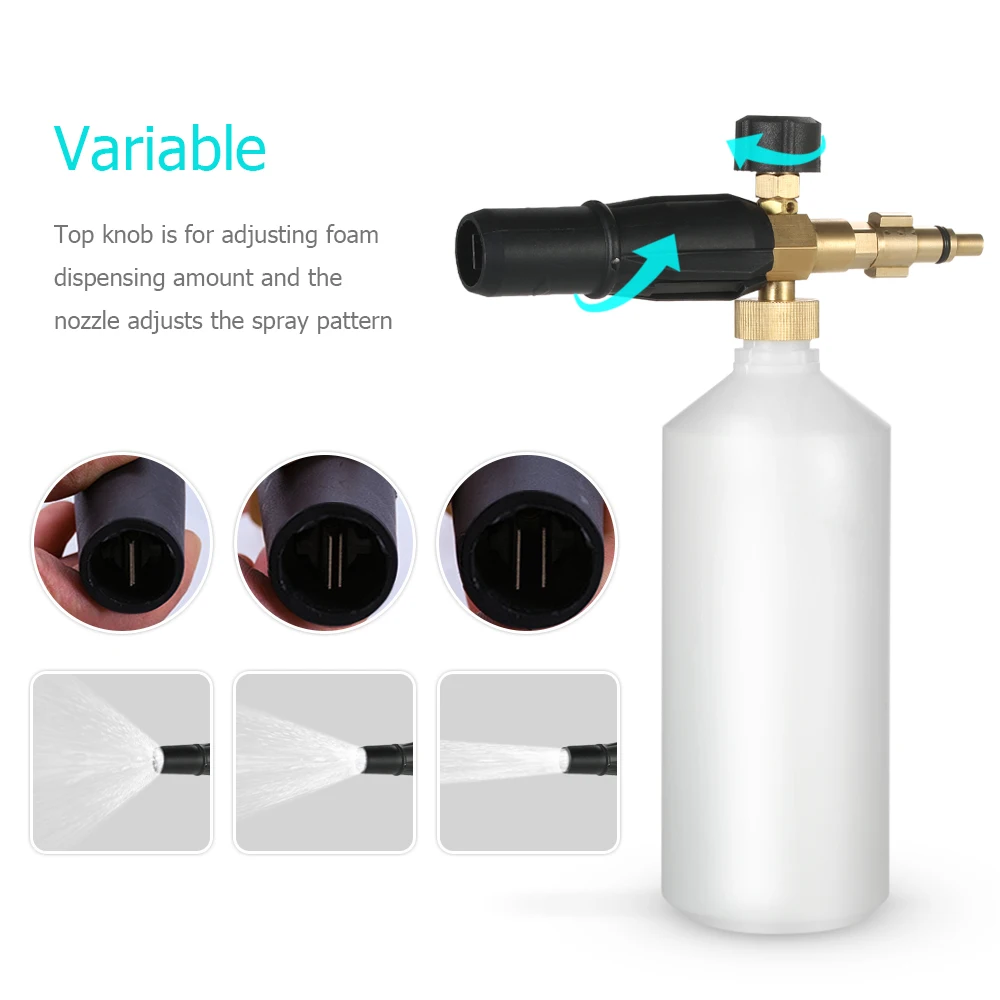 

Hot Adjustable Foam Lance 1L Car Washer Bottle spray gun Bottle Nozzle Injector Soap Foamer Car Wash Gun for Lavor Pressure Wash