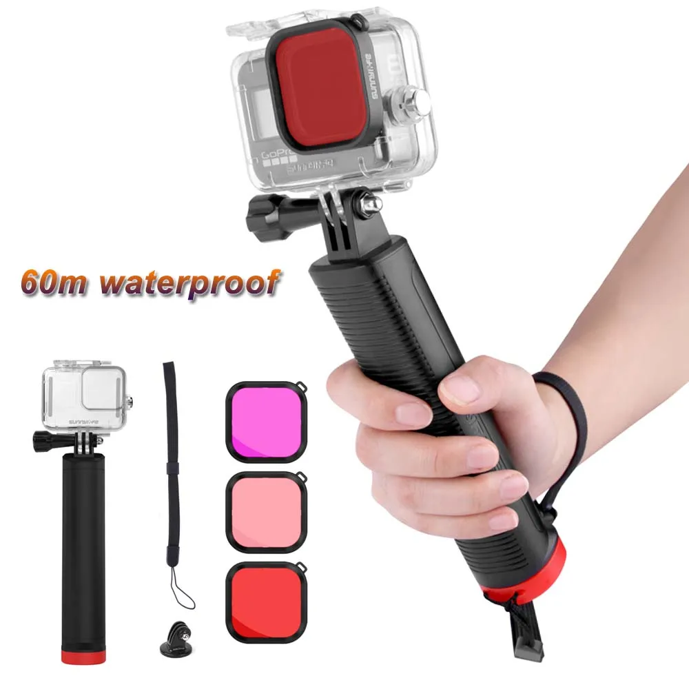 Подводный 60 м водонепроницаемый чехол силиконовый чехол для GoPro Hero 8 черный фильтр для дайвинга Красный Плавучий плавающий бар для камеры Gopro 8