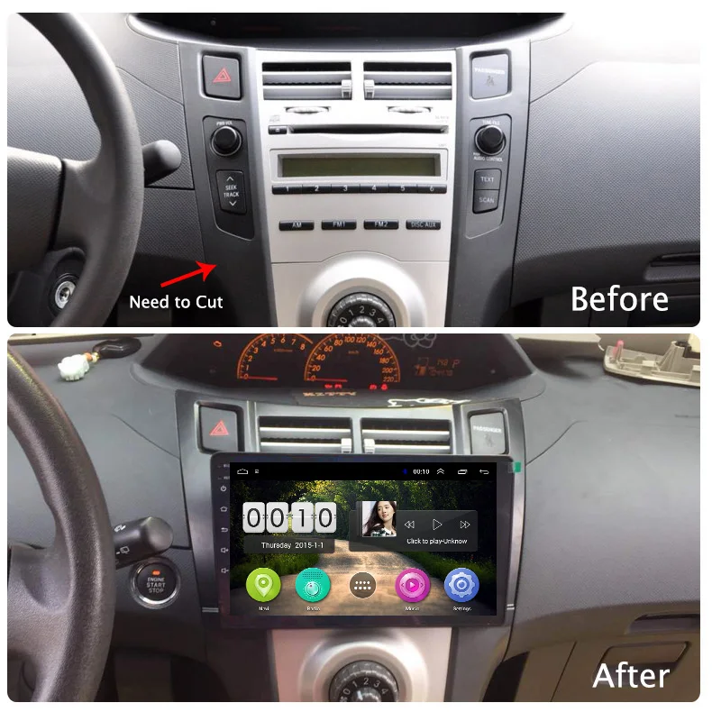 Горячая Распродажа 9 дюймов Android 8,1 2.5D Закаленное HD Сенсорное радио для toyota yaris 2008-2011 с Bluetooth USB wifi Поддержка SWC
